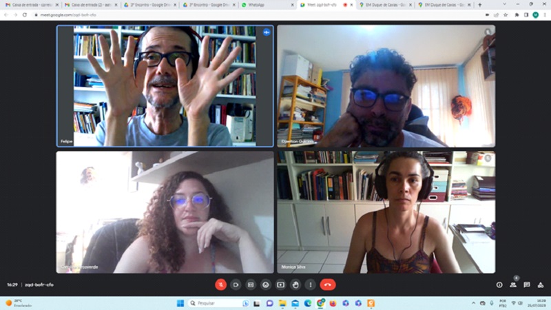 videochamada discussão sobre o tema com os integrantes do projeto